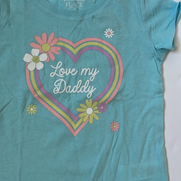 The Children Place graphic tee, blue splash , size 4T. Heart with LOVE MY DADDY - Picture 5 of 17